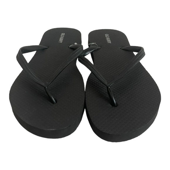 Old Navy Black Slim Flat Flip Flops Women’s Rubber Sandals Size 8 New - Picture 4 of 5